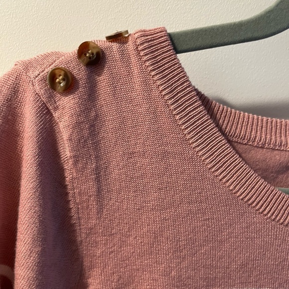 Pink and white striped long sleeve maternity top - Picture 2 of 5